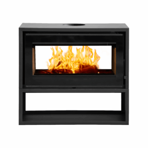 Flamm 950 Double-Side Freestanding Fireplace on Log Base (13-16kW) (Standard) – product view